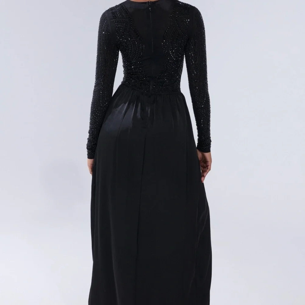 AKIRA MONACO SATIN MESH JUMPSUIT WITH RHINESTONES Size XL - Picture 4 of 6